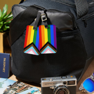 SlipperyJoe's Progress Pride Flag six classic hori Luggage Tag