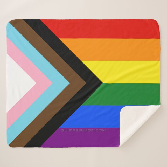 SlipperyJoe's Progress Pride Flag six classic hori Sherpa Blanket (Front (Horizontal))