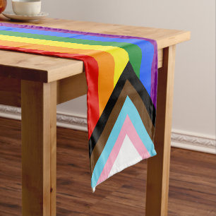 SlipperyJoe's Progress Pride Flag six classic hori Short Table Runner