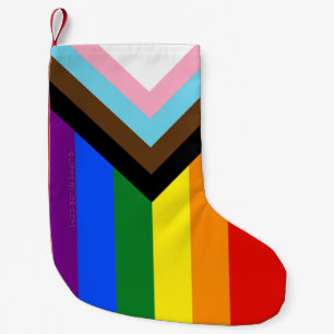 SlipperyJoe's Progress Pride Flag six classic hori Small Christmas Stocking