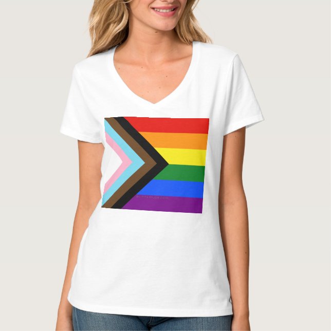 SlipperyJoe's Progress Pride Flag six classic hori T-Shirt (Front)