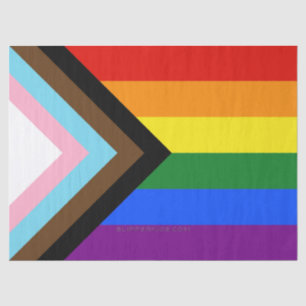 SlipperyJoe's Progress Pride Flag six classic hori Tissue Paper