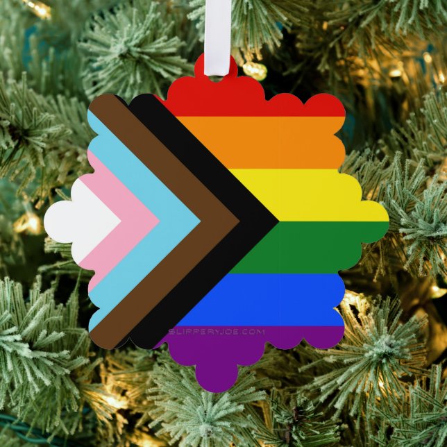 SlipperyJoe's Progress Pride Flag six classic hori Tree Decoration Card (Insitu (Tree))