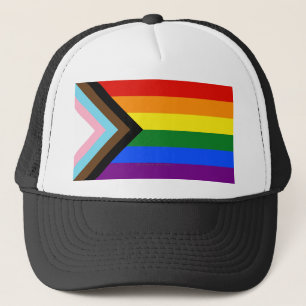 SlipperyJoe's Progress Pride Flag six classic hori Trucker Hat