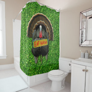 SlipperyJoe's proud turkey eat ham red wattle hang Shower Curtain