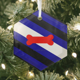 SlipperyJoe's puppy play pride flag express kink i Glass Tree Decoration