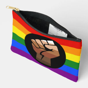 SlipperyJoe's queer people colour flag raised fist Accessory Pouch