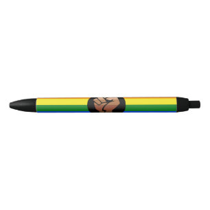 SlipperyJoe's queer people colour flag raised fist Black Ink Pen