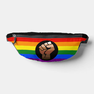 SlipperyJoe's queer people colour flag raised fist Bum Bags