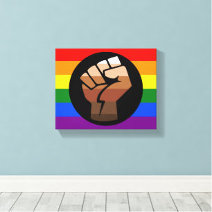 SlipperyJoe's queer people colour flag raised fist Canvas Print