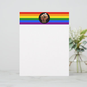 SlipperyJoe's queer people colour flag raised fist Custom Letterhead