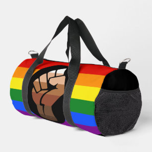 SlipperyJoe's queer people colour flag raised fist Duffle Bag