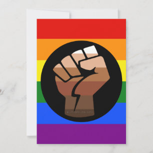 SlipperyJoe's queer people colour flag raised fist Holiday Card