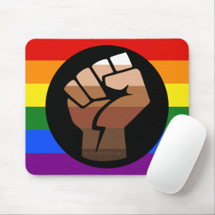 SlipperyJoe's queer people colour flag raised fist Mouse Pad