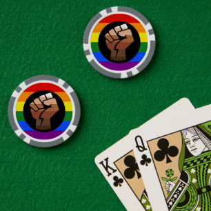 SlipperyJoe's queer people colour flag raised fist Poker Chips