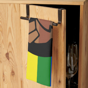 SlipperyJoe's queer people colour flag raised fist Tea Towel