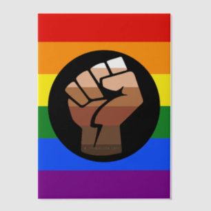 SlipperyJoe's queer people colour flag raised fist Vellum Invitations