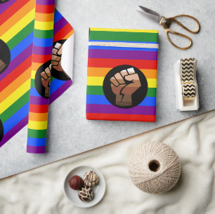 SlipperyJoe's queer people colour flag raised fist Wrapping Paper