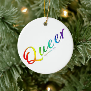 SlipperyJoe's queer single expressive word smooth  Ceramic Tree Decoration