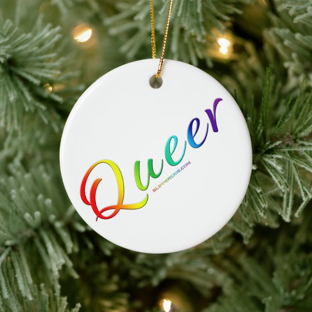 SlipperyJoe's queer single expressive word smooth  Ceramic Tree Decoration (Tree)