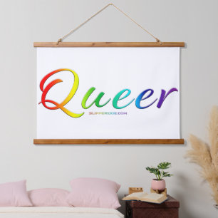 SlipperyJoe's queer single expressive word smooth  Hanging Tapestry