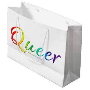 SlipperyJoe's queer single expressive word smooth  Large Gift Bag