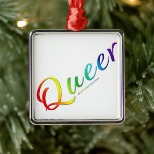 SlipperyJoe's queer single expressive word smooth  Metal Tree Decoration