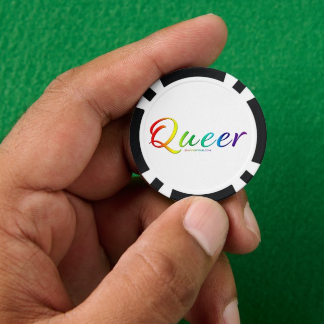 SlipperyJoe's queer single expressive word smooth  Poker Chips (Hand)