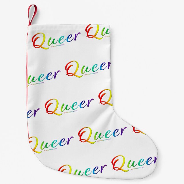 SlipperyJoe's queer single expressive word smooth  Small Christmas Stocking (Front)