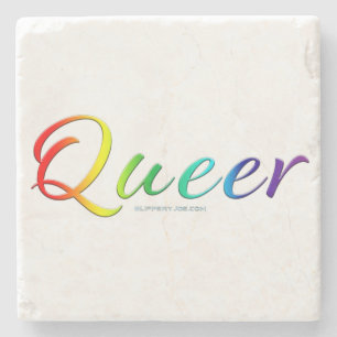 SlipperyJoe's queer single expressive word smooth Stone Coaster
