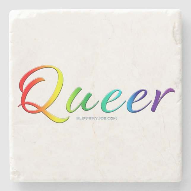 SlipperyJoe's queer single expressive word smooth  Stone Coaster (Front)