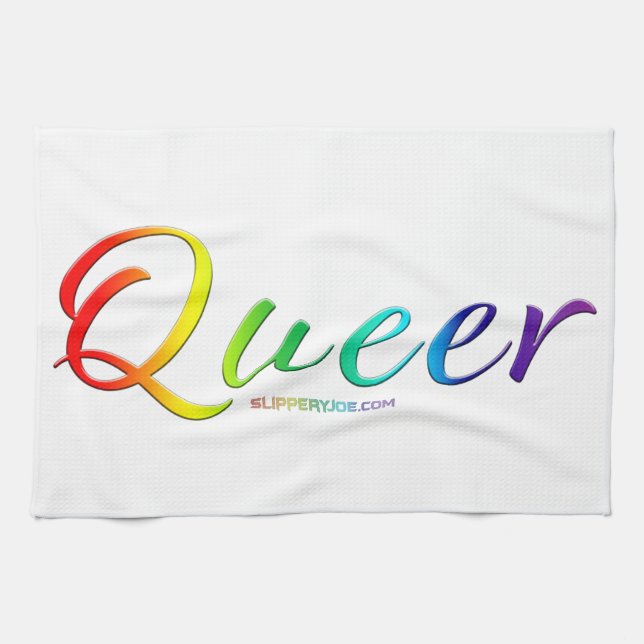 SlipperyJoe's queer single expressive word smooth  Tea Towel (Horizontal)