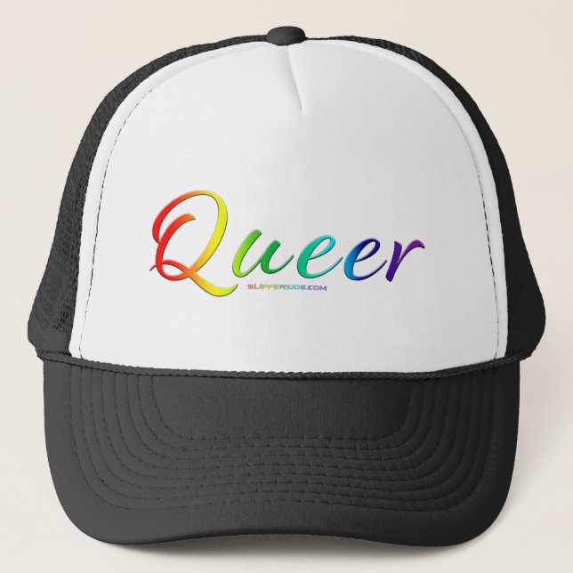 SlipperyJoe's queer single expressive word smooth  Trucker Hat (Front)