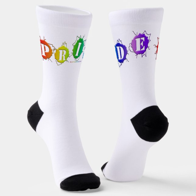 SlipperyJoe's rainbow colored pride sign bursts wi Socks (Angled)
