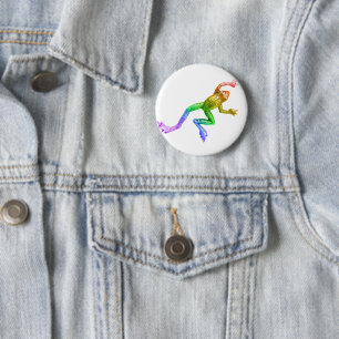 SlipperyJoe's rainbow coloured frog rendered sculp 6 Cm Round Badge