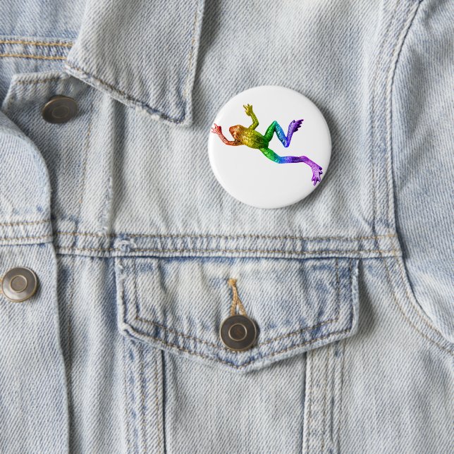 SlipperyJoe's rainbow coloured frog rendered sculp 6 Cm Round Badge (In Situ)