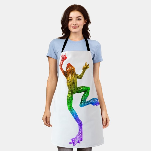 SlipperyJoe's rainbow coloured frog rendered sculp Apron (Worn)