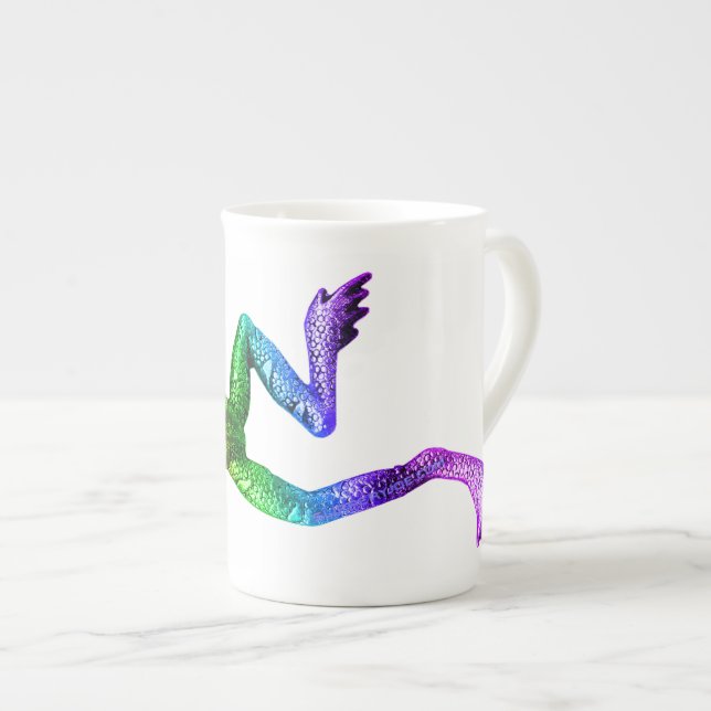 SlipperyJoe's rainbow coloured frog rendered sculp Bone China Mug (Front Right)