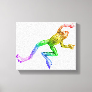 SlipperyJoe's rainbow coloured frog rendered sculp Canvas Print