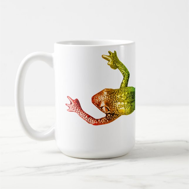 SlipperyJoe's rainbow coloured frog rendered sculp Coffee Mug (Left)