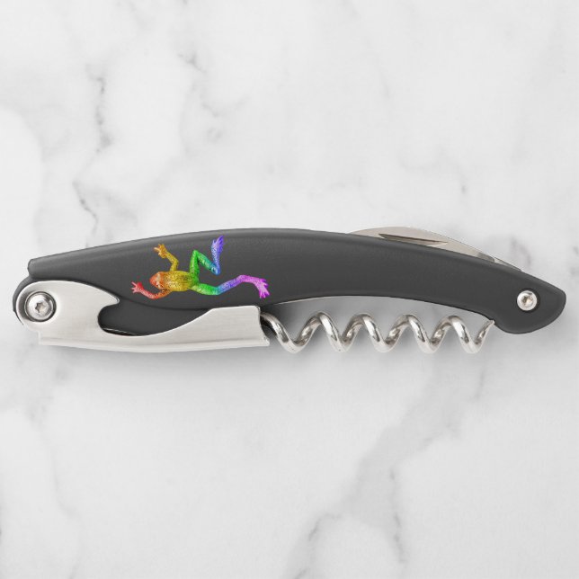 SlipperyJoe's rainbow coloured frog rendered sculp Corkscrew (Front)