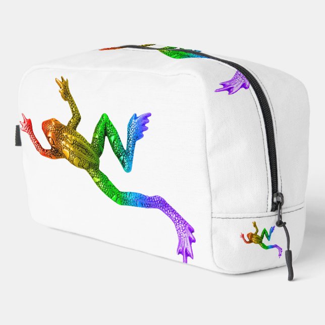 SlipperyJoe's rainbow coloured frog rendered sculp Dopp Kit (Right Corner)