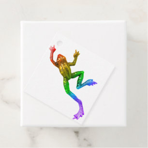SlipperyJoe's rainbow coloured frog rendered sculp Favour Tags