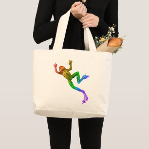 SlipperyJoe's rainbow coloured frog rendered sculp Large Tote Bag