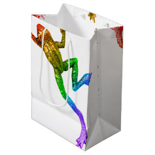 SlipperyJoe's rainbow coloured frog rendered sculp Medium Gift Bag