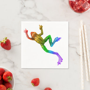 SlipperyJoe's rainbow coloured frog rendered sculp Napkin