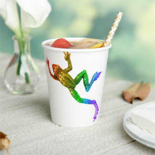 SlipperyJoe's rainbow coloured frog rendered sculp Paper Cups