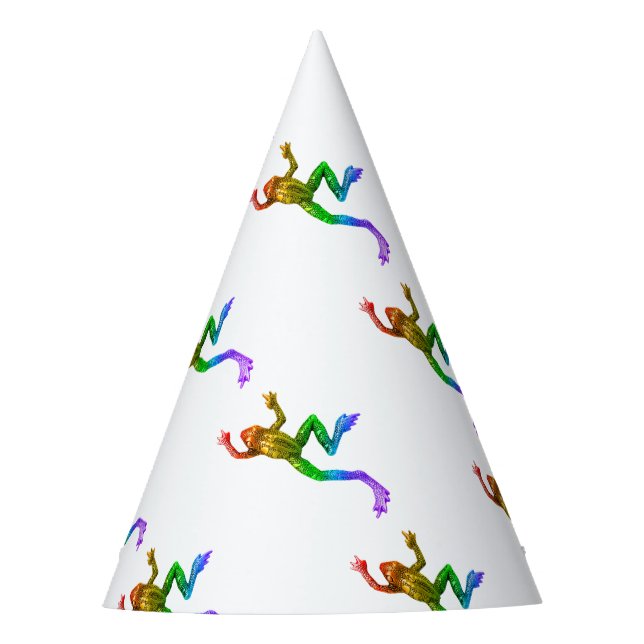 SlipperyJoe's rainbow coloured frog rendered sculp Party Hat (Front)
