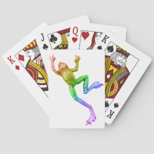 SlipperyJoe's rainbow coloured frog rendered sculp Playing Cards