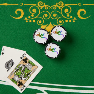 SlipperyJoe's rainbow coloured frog rendered sculp Poker Chips